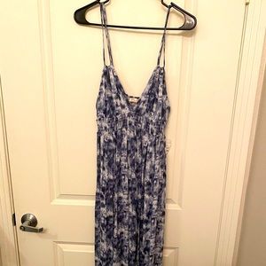 Blue and white maxi dress
